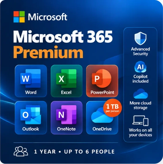 Microsoft 365 Premium 1-year licence for up to 6 people