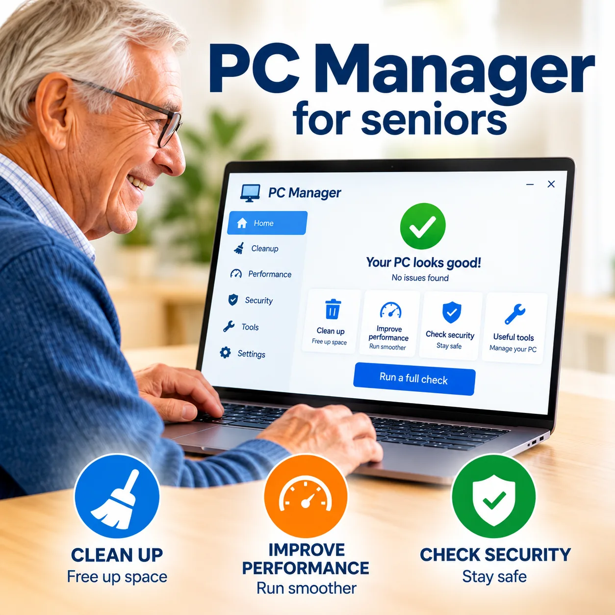 PC Manager for seniors – easy computer check
